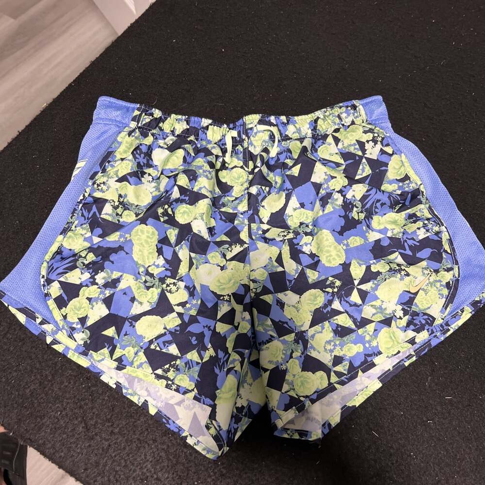 Nike Girls XL Dry-FIT Running Shorts Floral Geometric Blue Green NWT